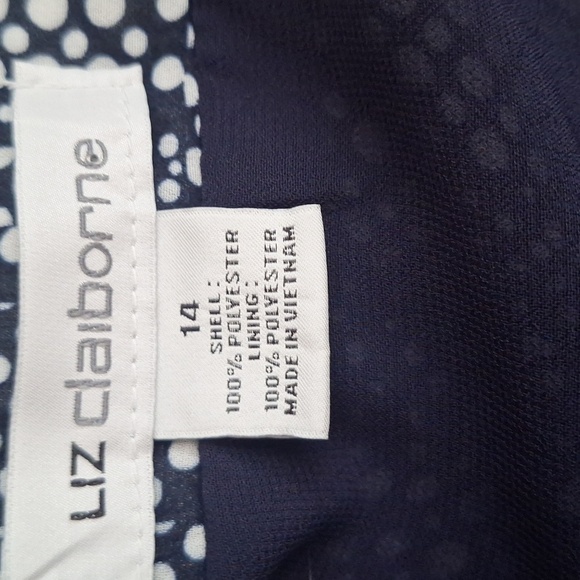 Liz Claiborne Navy and White Chiffon A-Line Skirt Size 14 - Picture 5 of 6